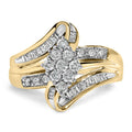 10K Yellow Gold 1/2 cttw Diamond Cluster Cocktail Ring (J-K Clarity, I1-I2 Color)-0