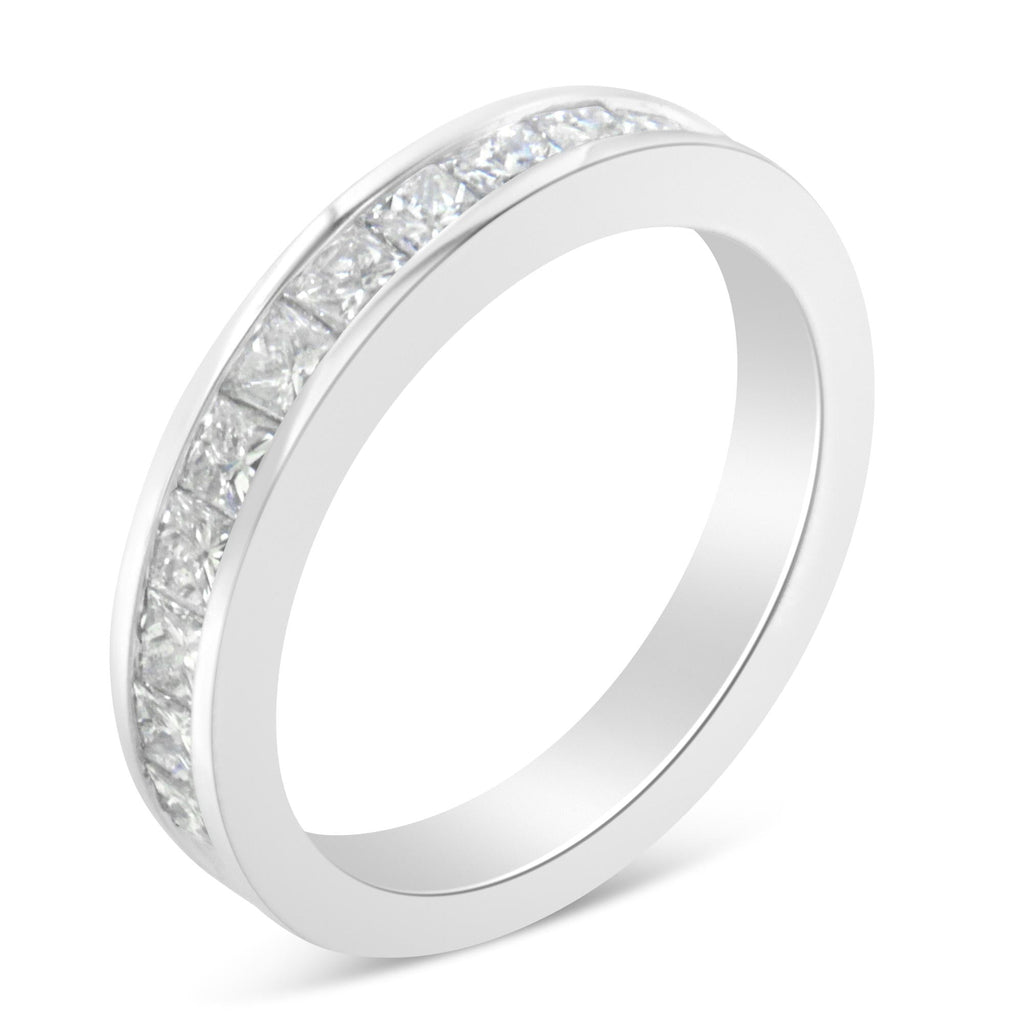 Women's 18K White Gold Princess Cut Diamond Band Ring (1 Cttw, G-H Color, SI1-SI2 Clarity)-3