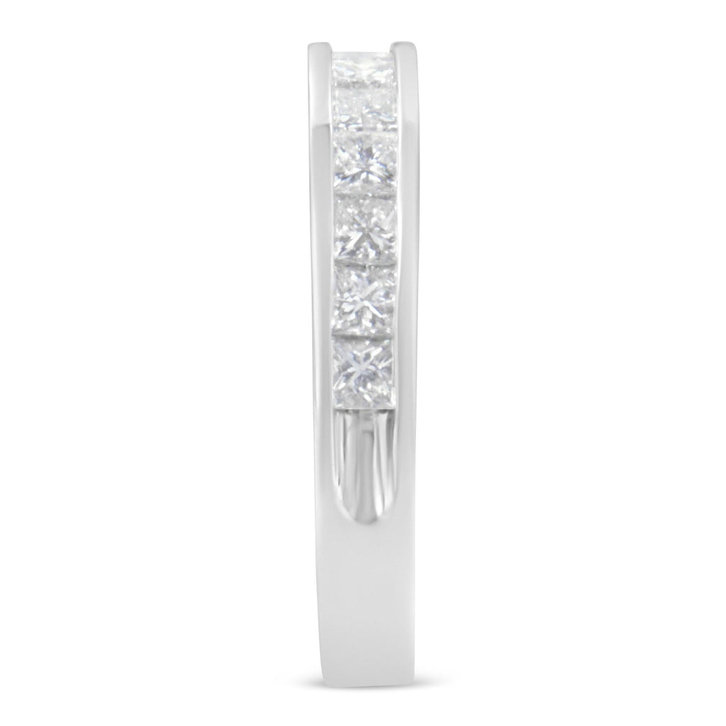 Women's 18K White Gold Princess Cut Diamond Band Ring (1 Cttw, G-H Color, SI1-SI2 Clarity)-4