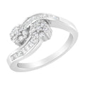 14K White Gold Round and Baguette Diamond Bypass Ring (1/2 cttw, H-I Color, I1-I2 Clarity)