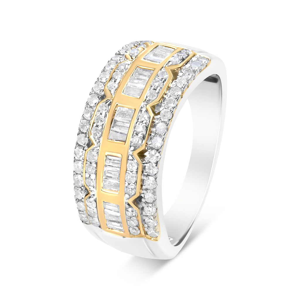 Art Deco Two-Tone Diamond Multi-Row Band Ring in 10K Gold