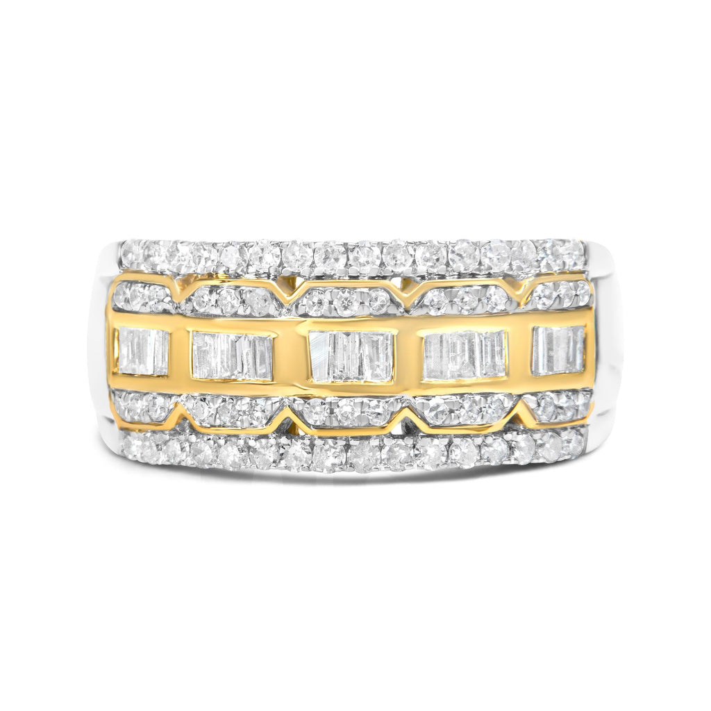 Art Deco Two-Tone Diamond Multi-Row Band Ring in 10K Gold