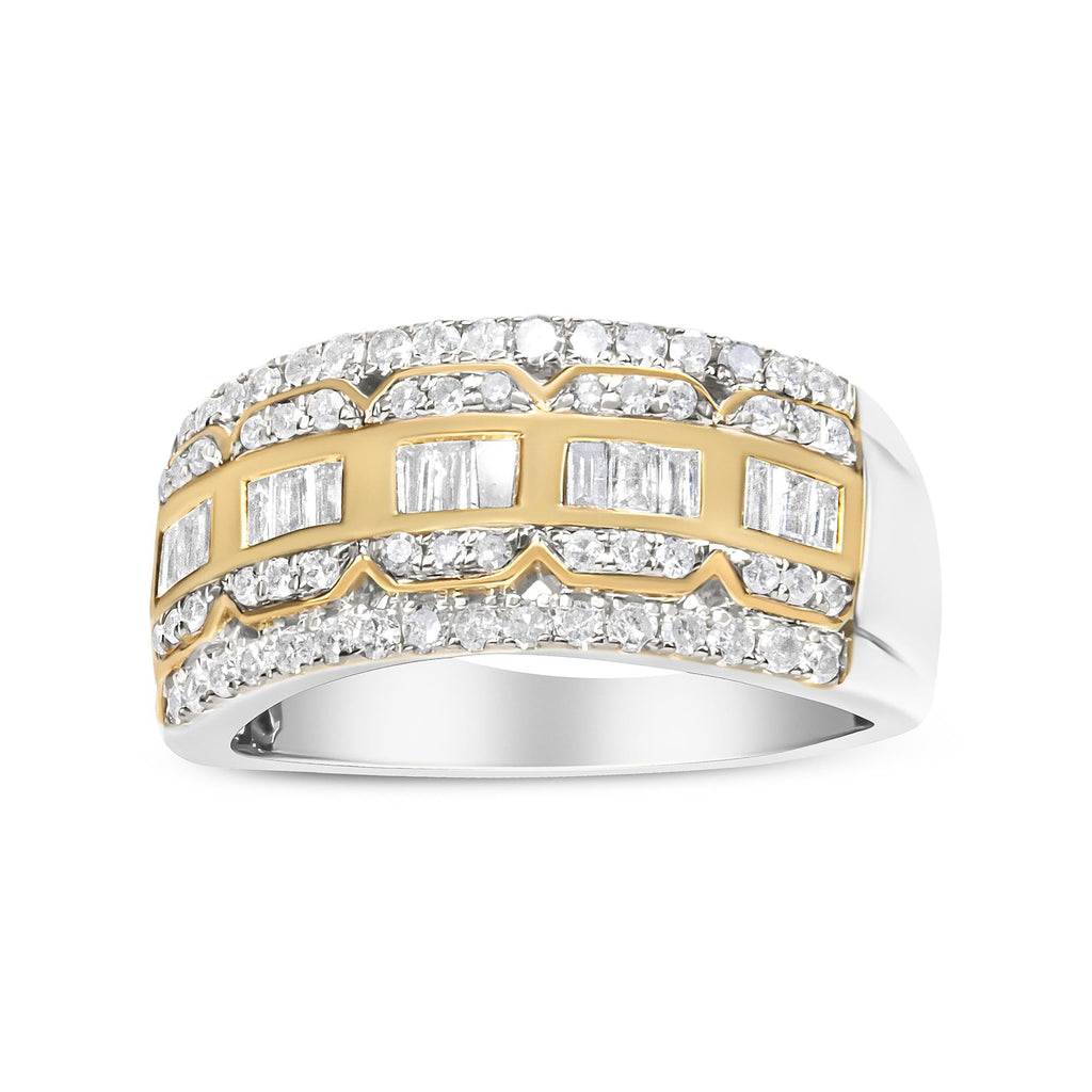 Art Deco Two-Tone Diamond Multi-Row Band Ring in 10K Gold