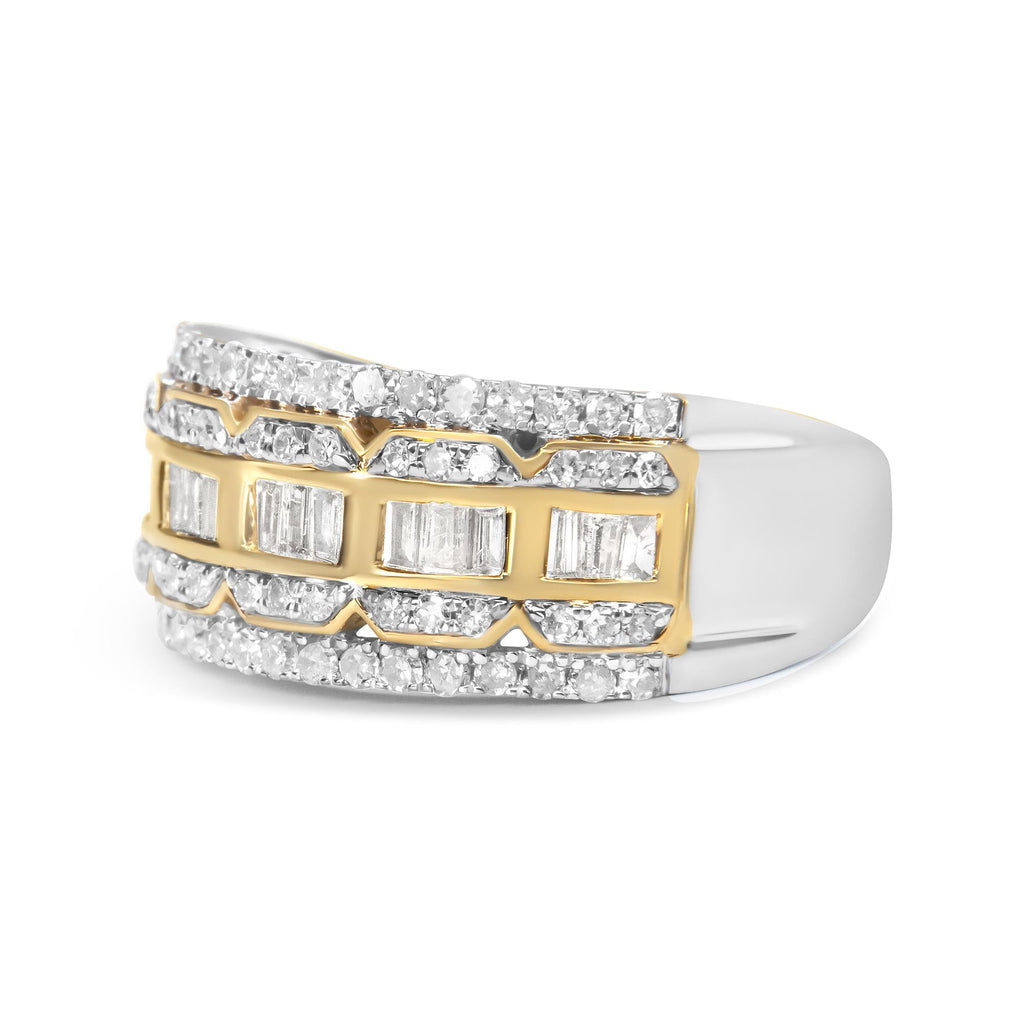 Art Deco Two-Tone Diamond Multi-Row Band Ring in 10K Gold
