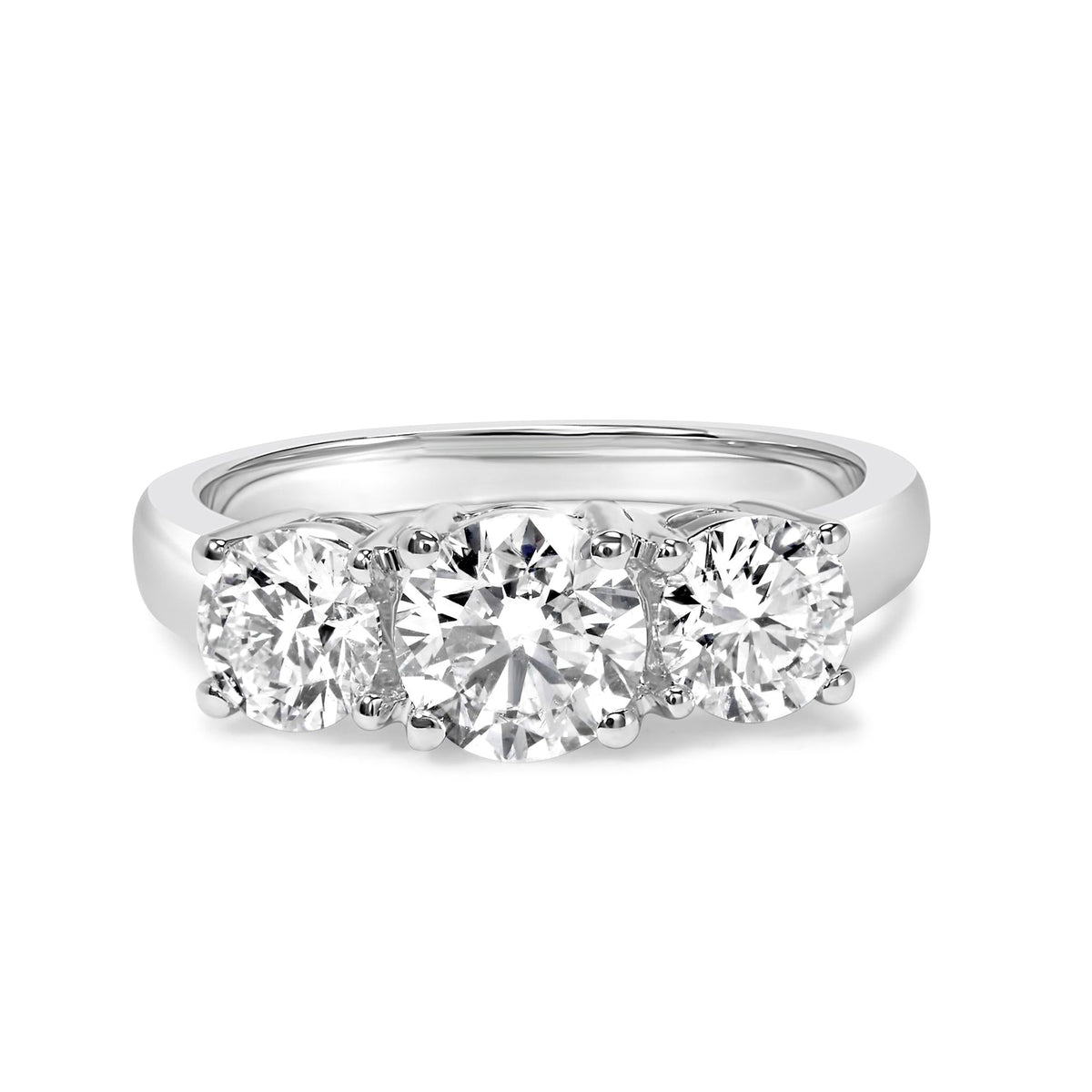 14K White Gold Lab Grown Diamond 3 Stone Ring Band (F-G Color, VS1-VS2 Clarity)-1