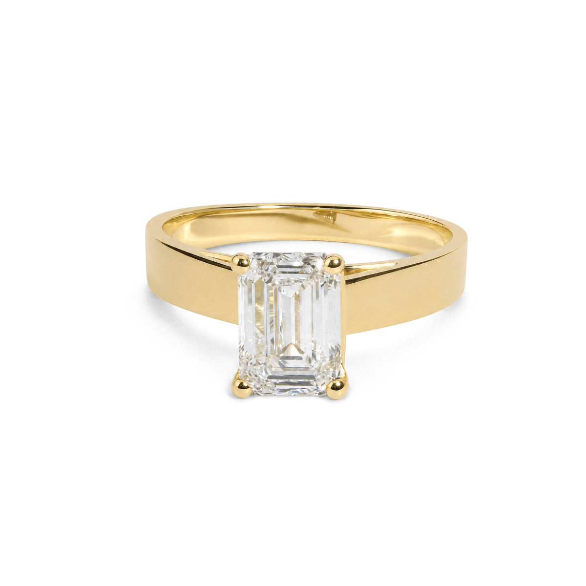 IGI Certified 14K Yellow Gold 2 Cttw Emerald-Cut Lab-Grown Diamond Wide Band Engagement Ring