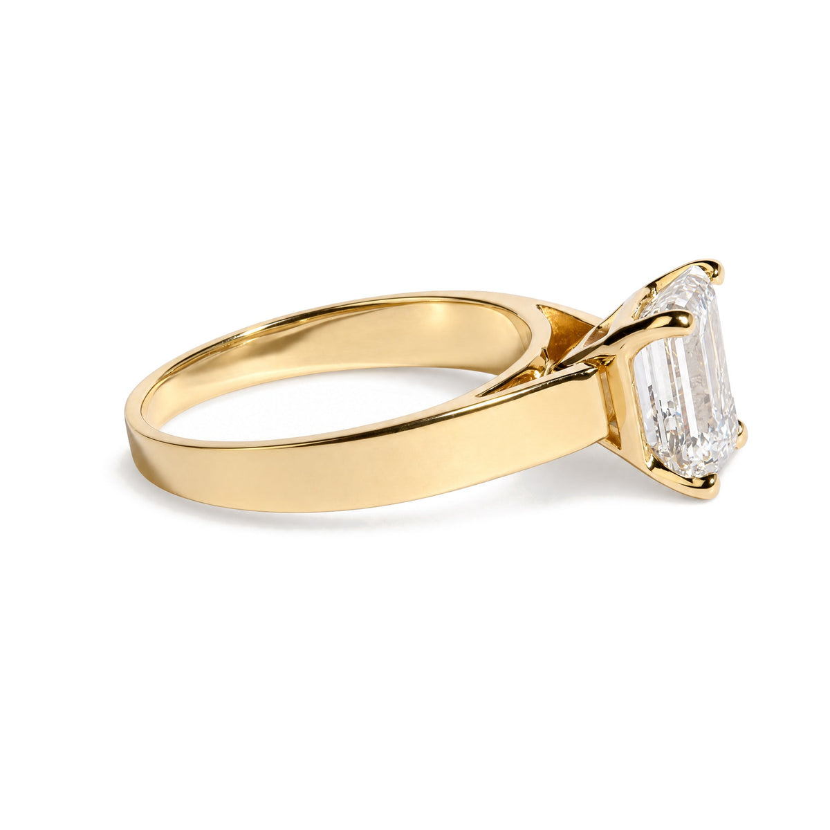 IGI Certified 14K Yellow Gold 2 Cttw Emerald-Cut Lab-Grown Diamond Wide Band Engagement Ring