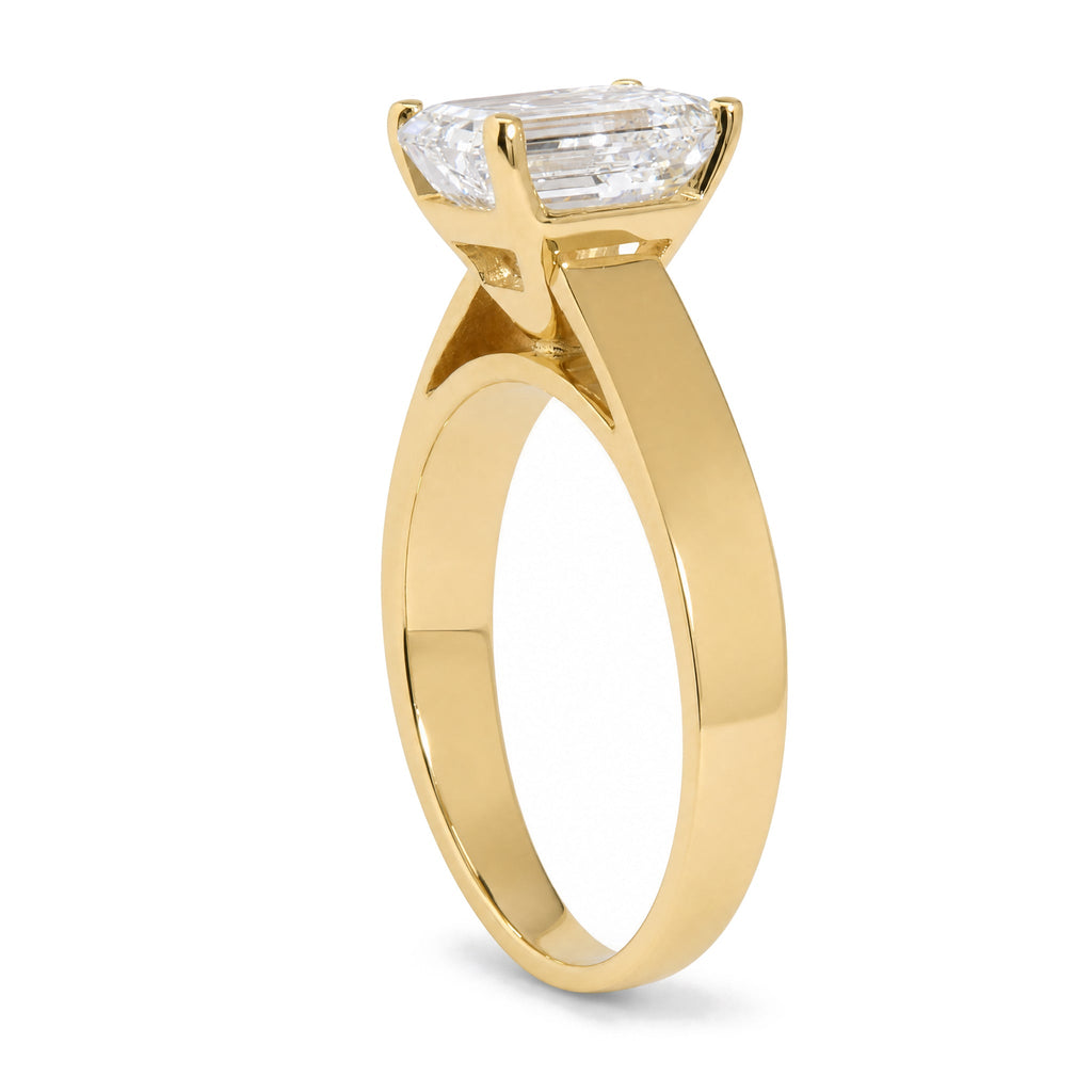 IGI Certified 14K Yellow Gold 2 Cttw Emerald-Cut Lab-Grown Diamond Wide Band Engagement Ring