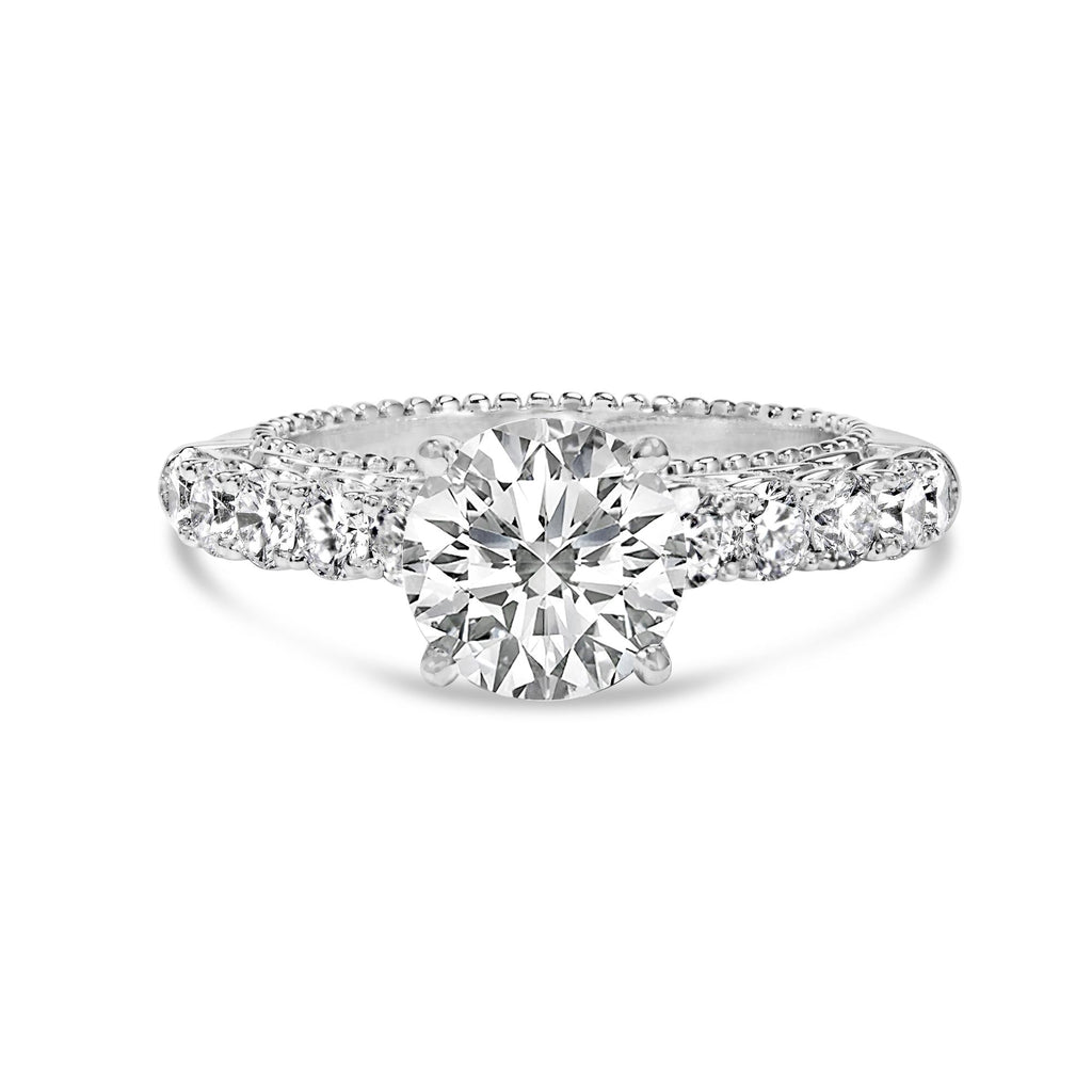 14K White Gold 3 1/5 Cttw Lab Grown Diamond Vintage Style Engagement Ring-0