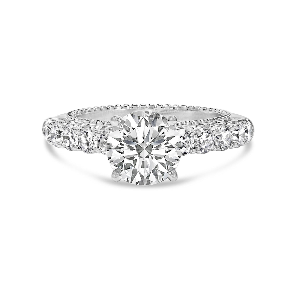 14K White Gold 3 1/5 Cttw Lab Grown Diamond Vintage Style Engagement Ring-0