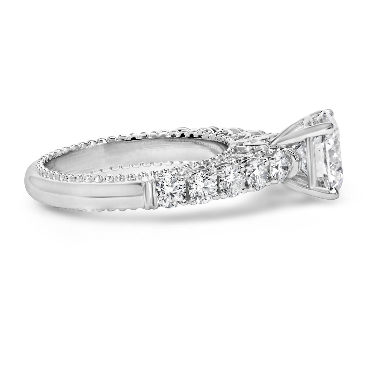 14K White Gold 3 1/5 Cttw Lab Grown Diamond Vintage Style Engagement Ring-3