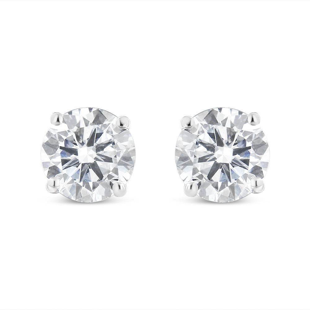 Certified Diamond Solitaire Stud Earrings in 14K White Gold