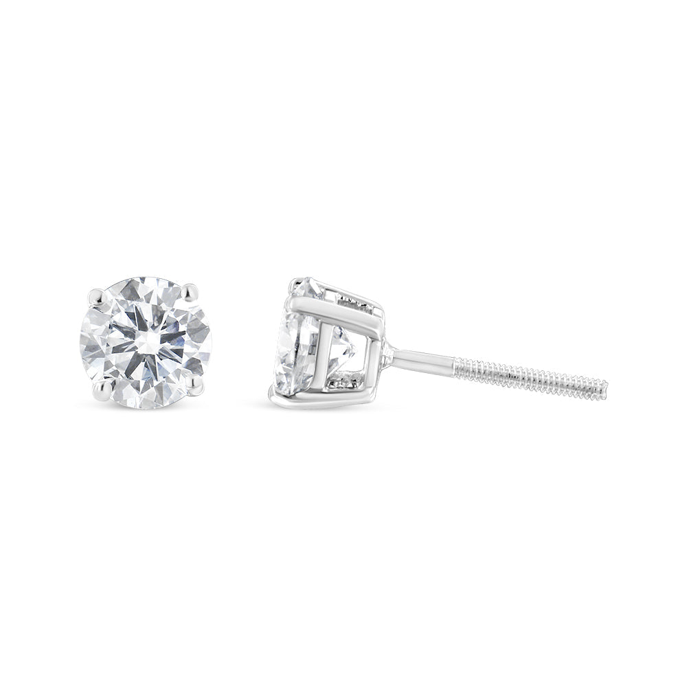Certified Diamond Solitaire Stud Earrings in 14K White Gold