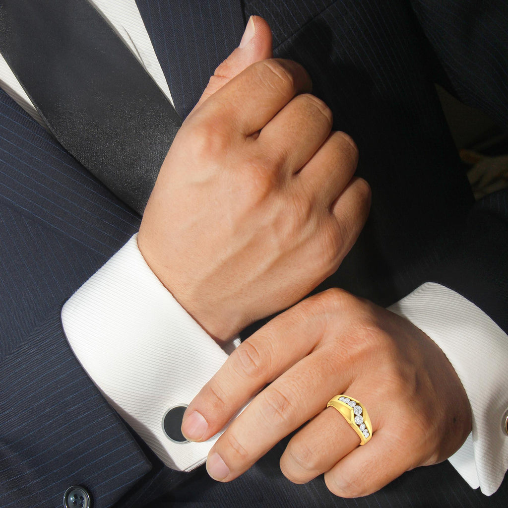 Men's Z-Set Diamond Band Ring in 14K Yellow Gold