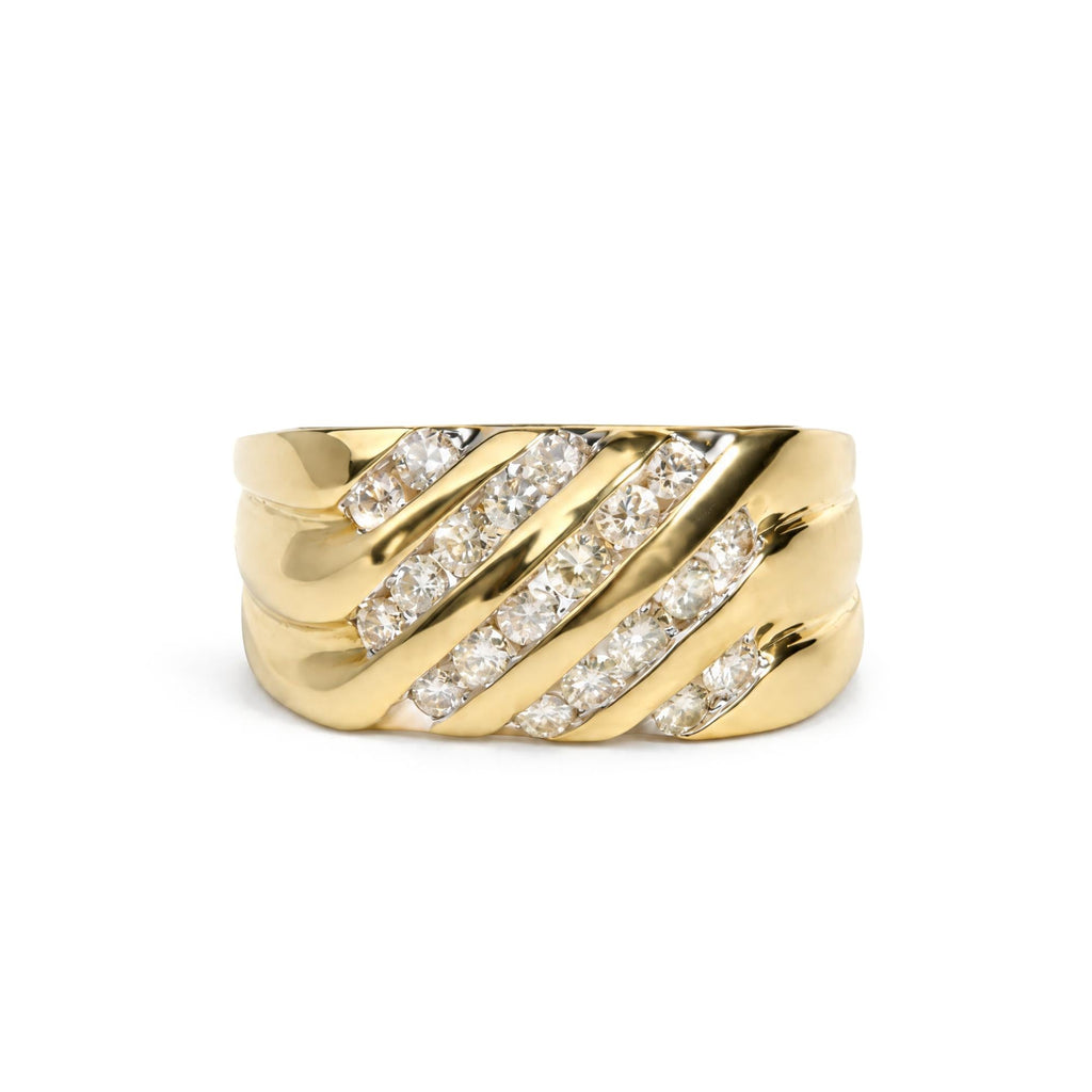 Men's Five-Row Channel Set Diamond Band Ring in 10K Yellow Gold