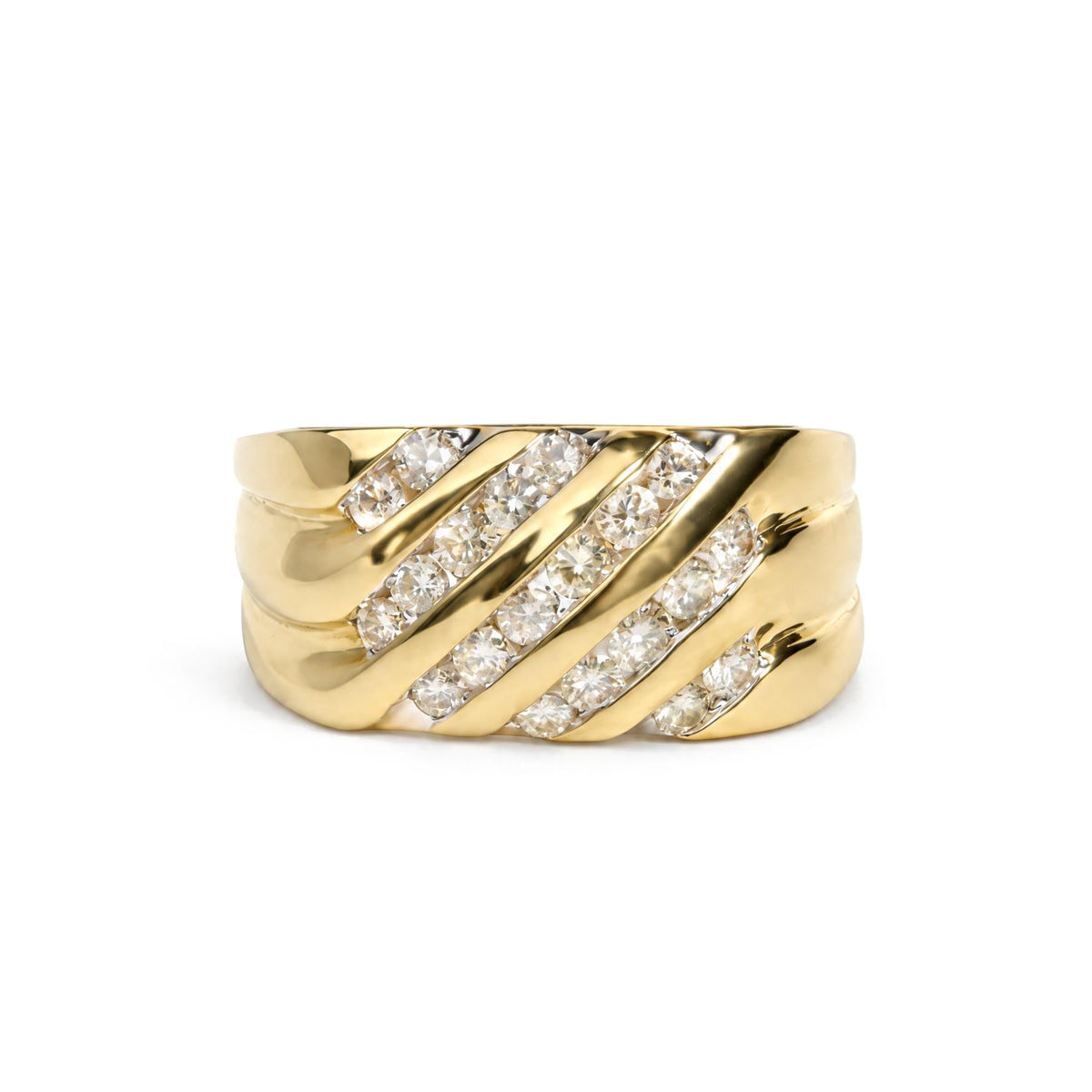 Men's Five-Row Channel Set Diamond Band Ring in 10K Yellow Gold