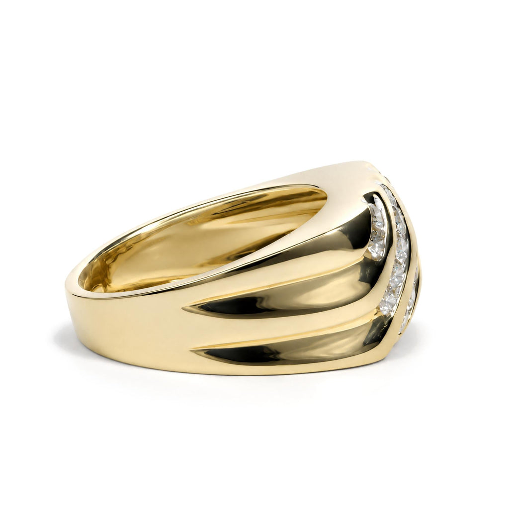 Men's Five-Row Channel Set Diamond Band Ring in 10K Yellow Gold