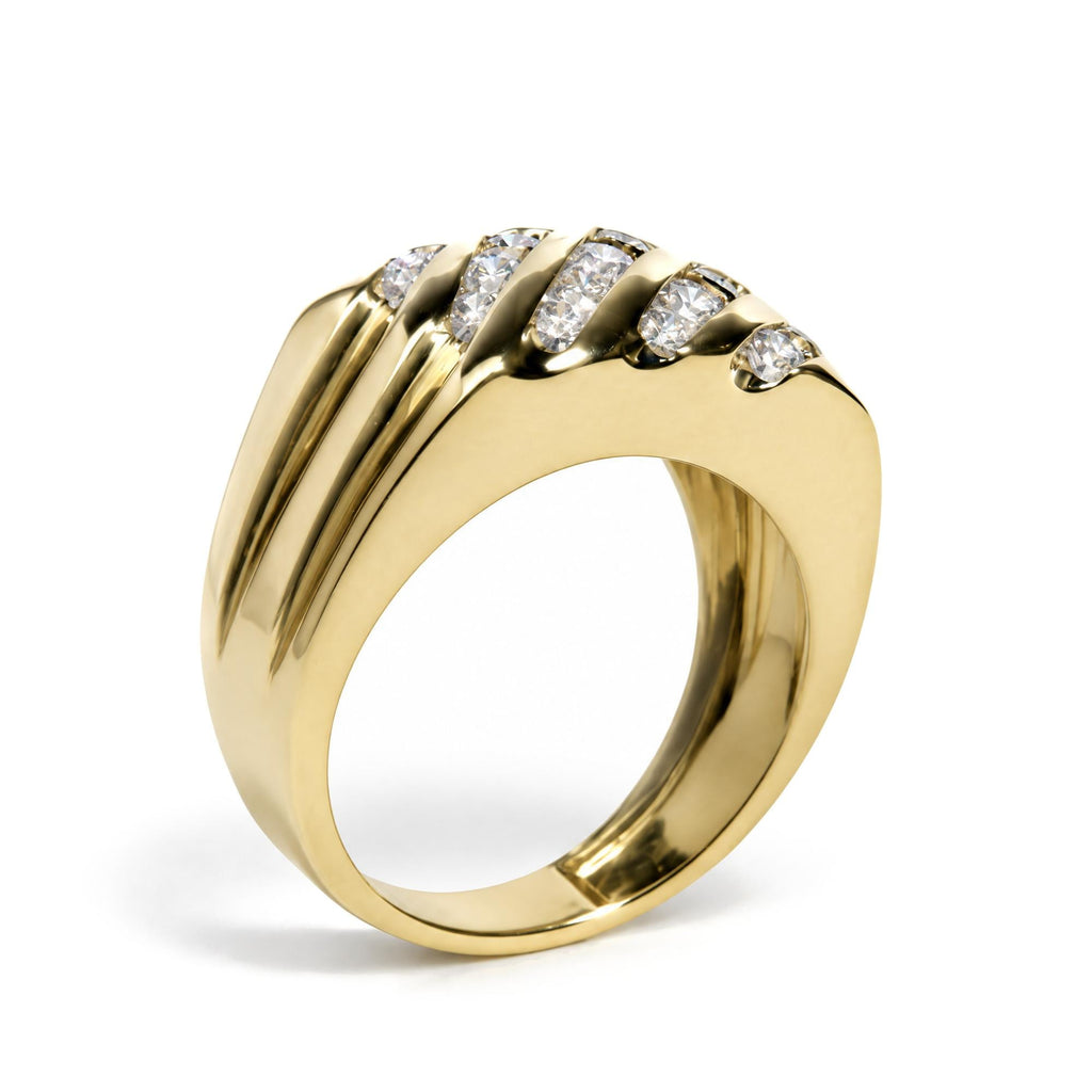 Men's Five-Row Channel Set Diamond Band Ring in 10K Yellow Gold