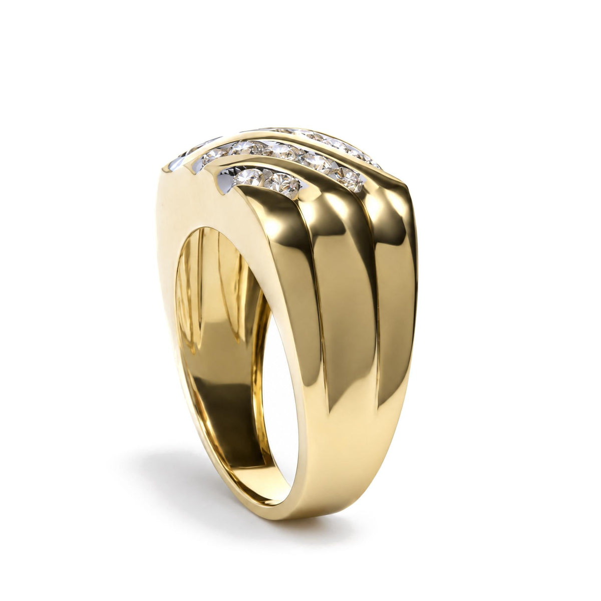 Men's Five-Row Channel Set Diamond Band Ring in 10K Yellow Gold