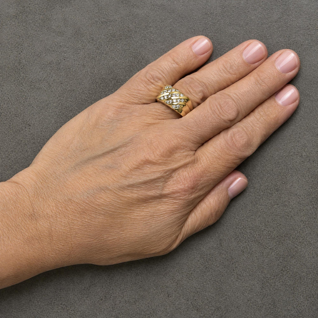 Men's Five-Row Channel Set Diamond Band Ring in 10K Yellow Gold