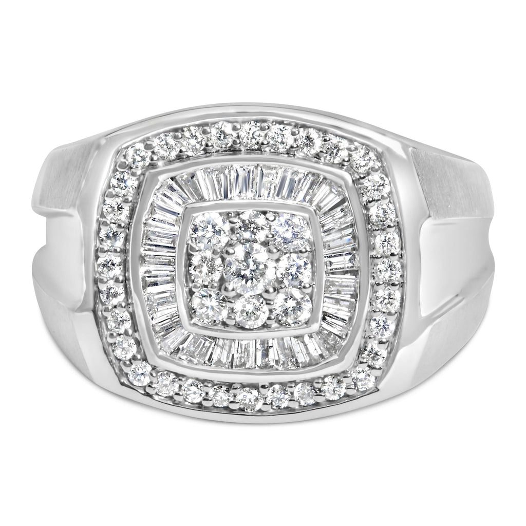 Men's Diamond Halo Band Ring in 14K White Gold