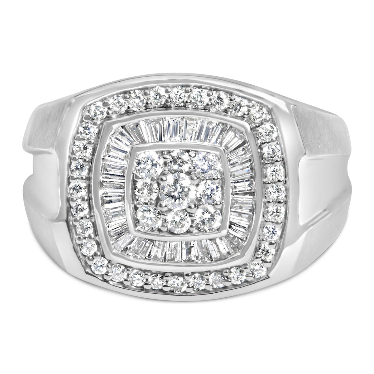 Men's Diamond Halo Band Ring in 14K White Gold