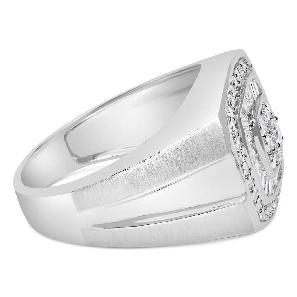Men's Diamond Halo Band Ring in 14K White Gold