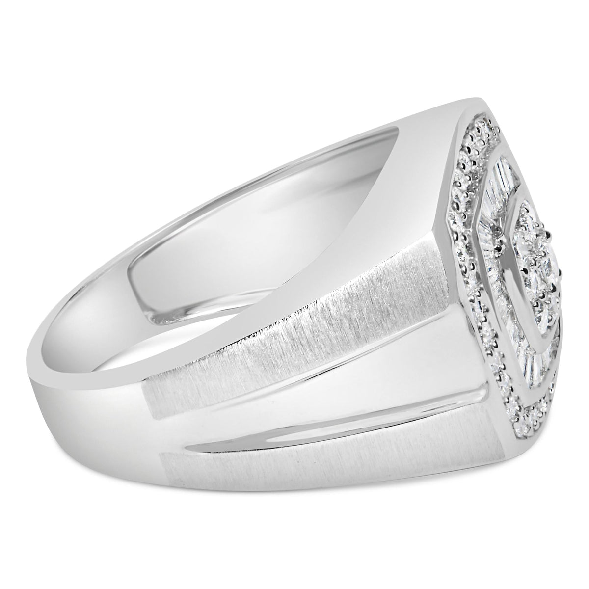 Men's Diamond Halo Band Ring in 14K White Gold