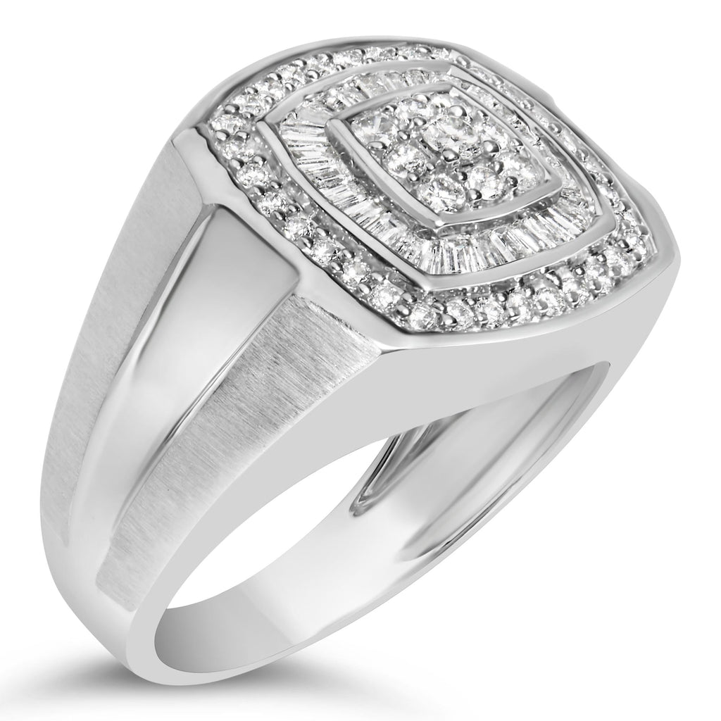 Men's Diamond Halo Band Ring in 14K White Gold