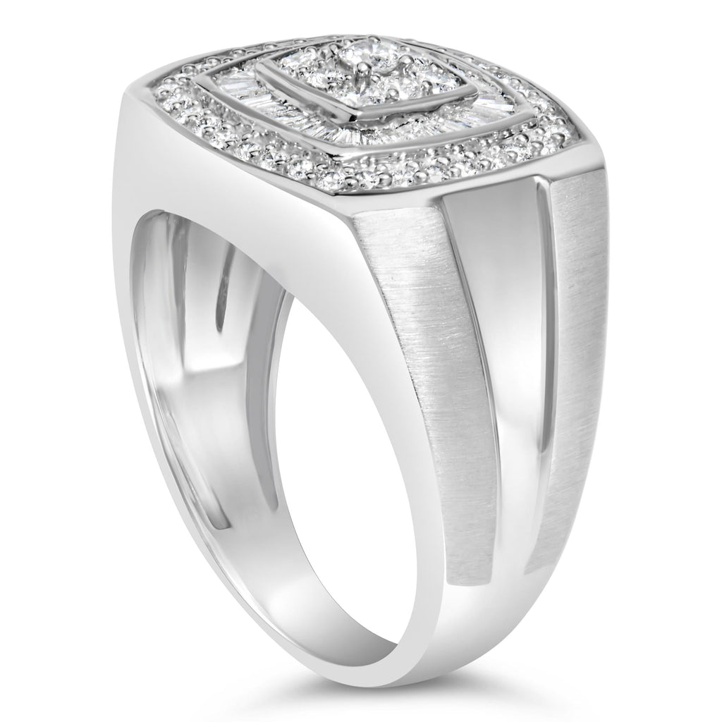 Men's Diamond Halo Band Ring in 14K White Gold