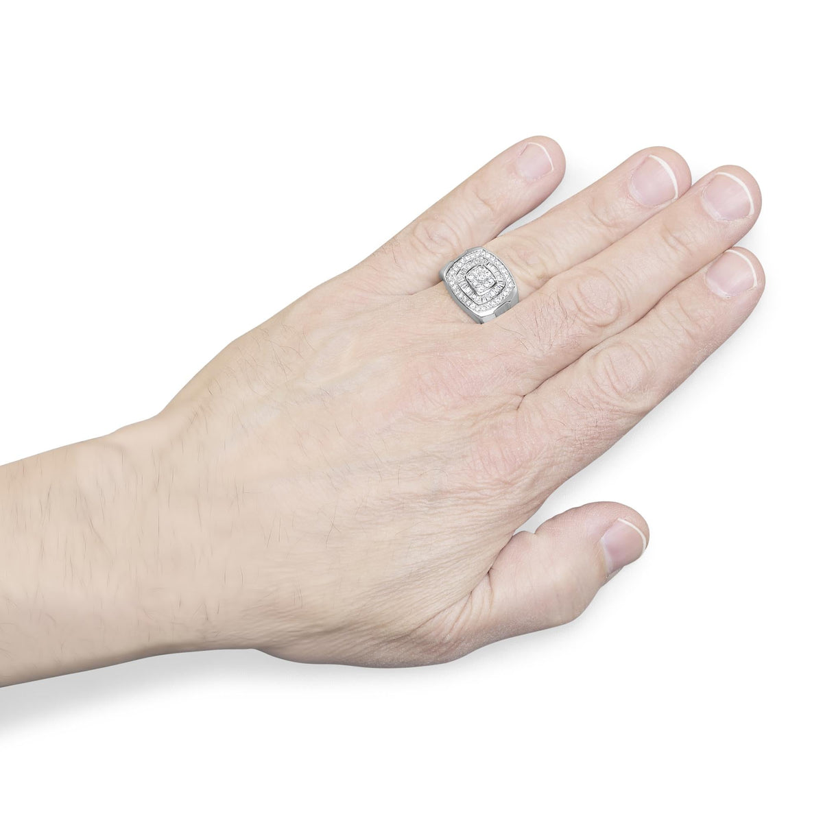 Men's Diamond Halo Band Ring in 14K White Gold