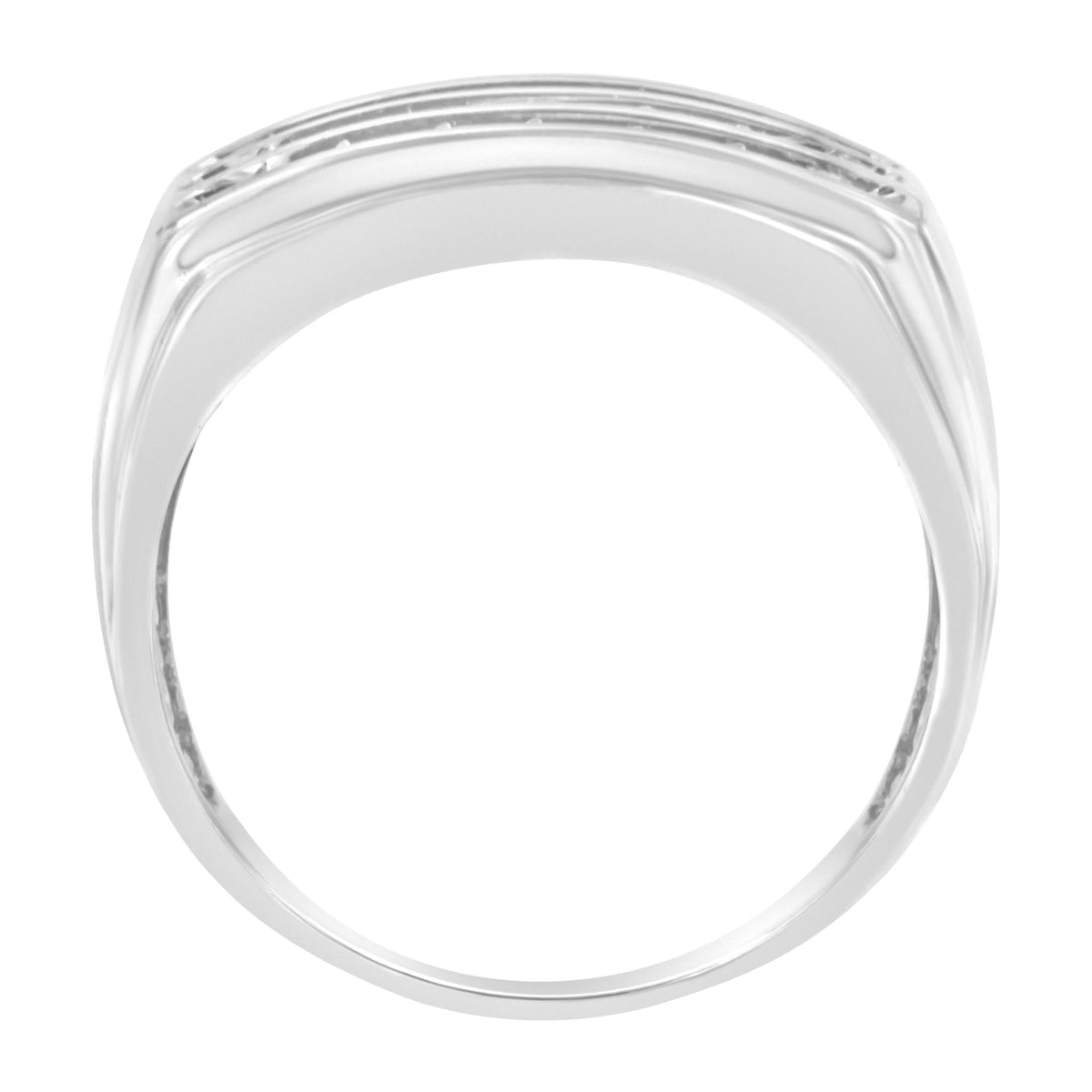 Men's Three-Row Diamond Channel Band Ring in 14K White Gold
