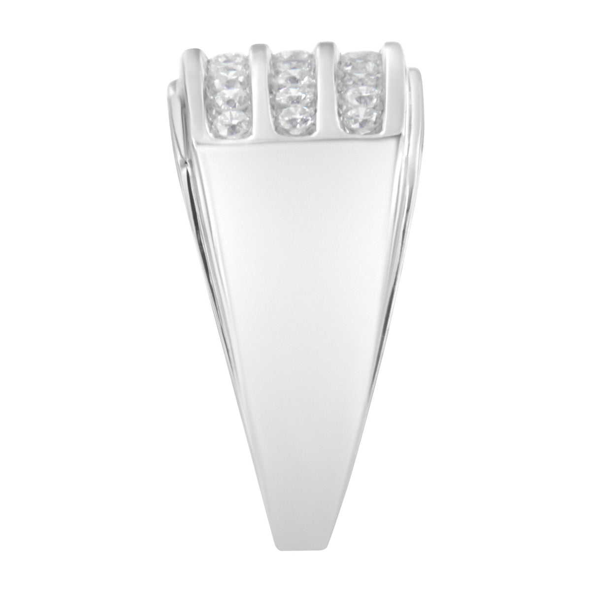 Men's Three-Row Diamond Channel Band Ring in 14K White Gold