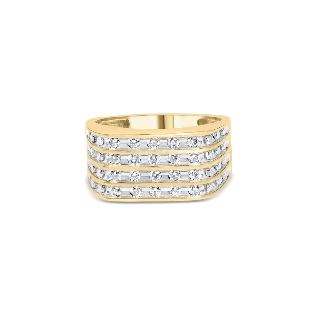 Men's Diamond Multi-Row Band Ring in 10K Yellow Gold