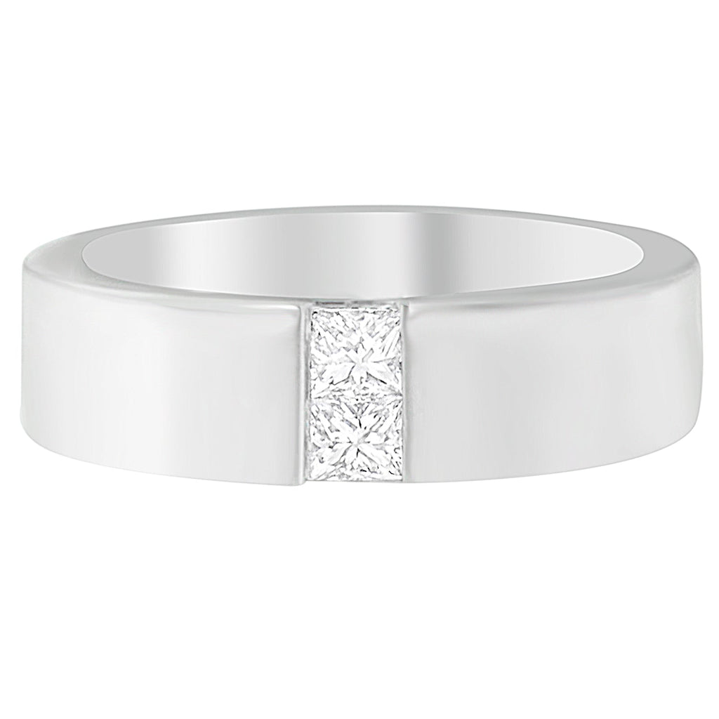 Men's Diamond Channel Band Ring in 14K White Gold