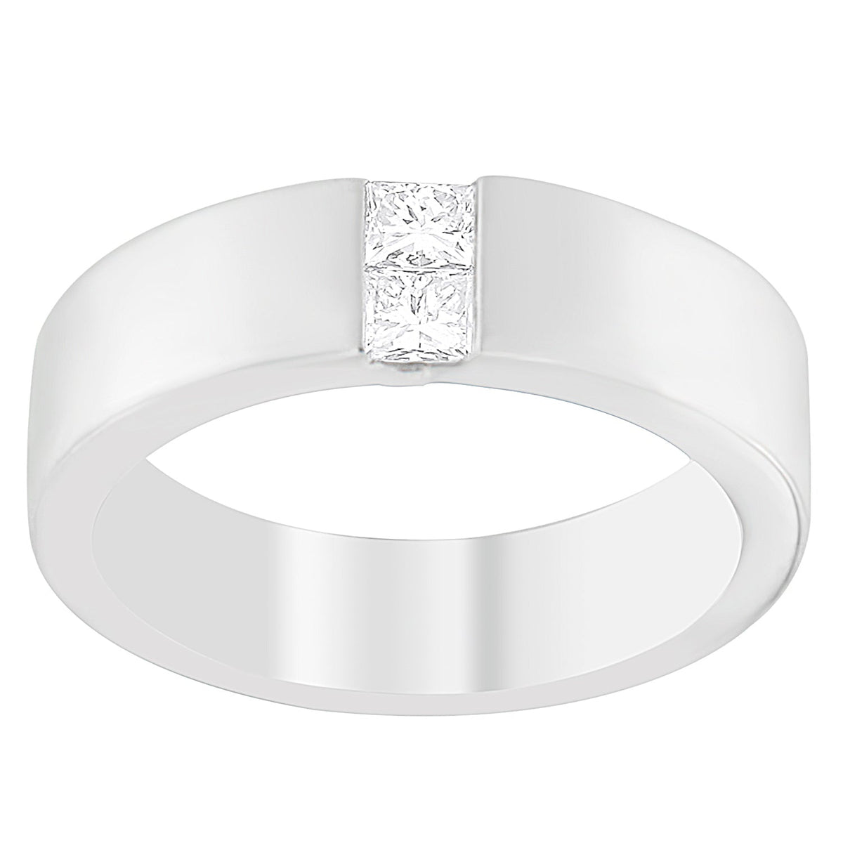 Men's Diamond Channel Band Ring in 14K White Gold