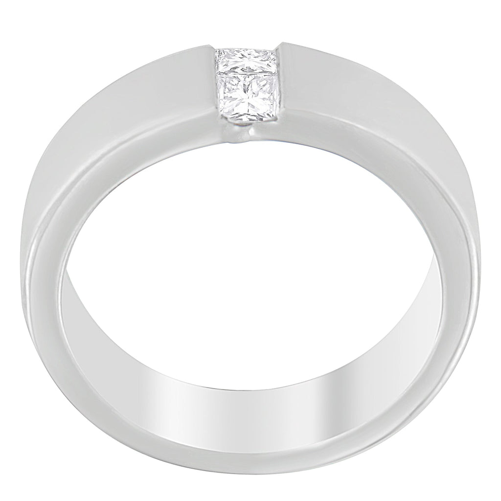 Men's Diamond Channel Band Ring in 14K White Gold