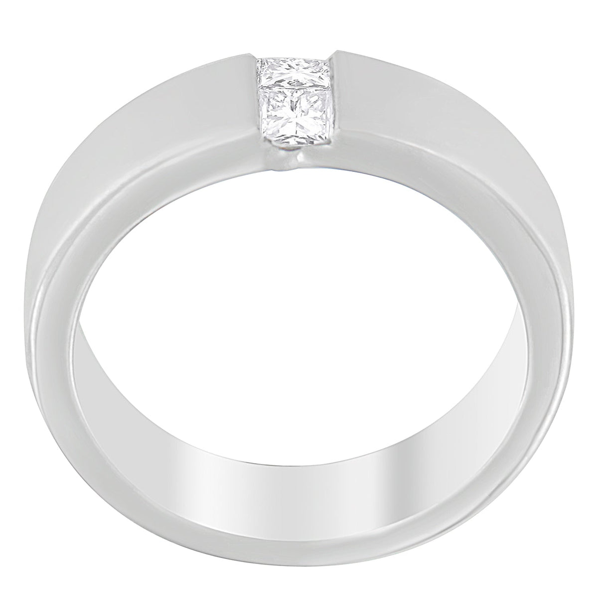 Men's Diamond Channel Band Ring in 14K White Gold