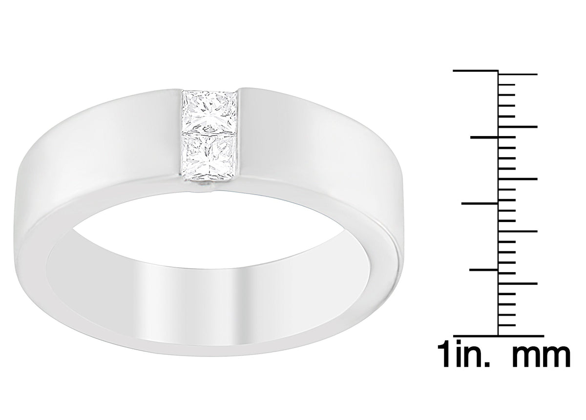 Men's Diamond Channel Band Ring in 14K White Gold