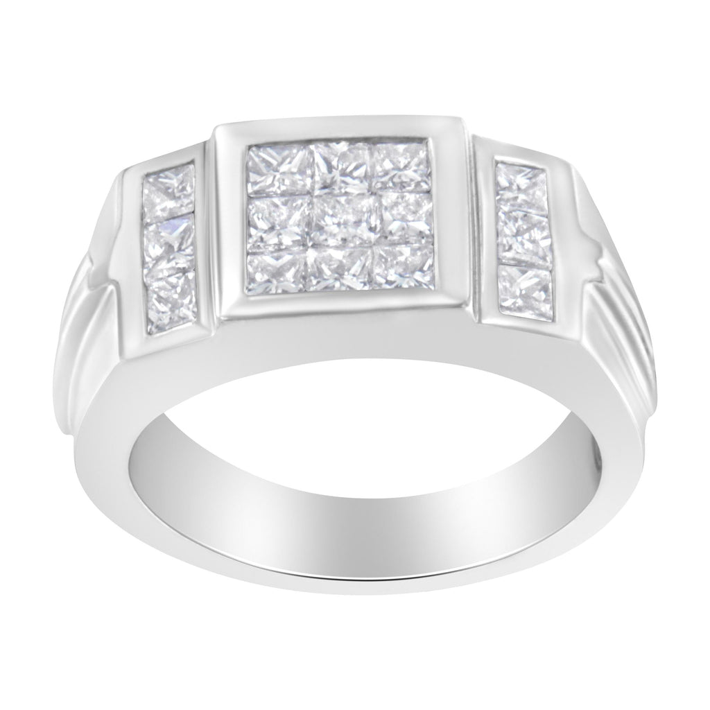 Men's Diamond Cluster Ring in 14K White Gold