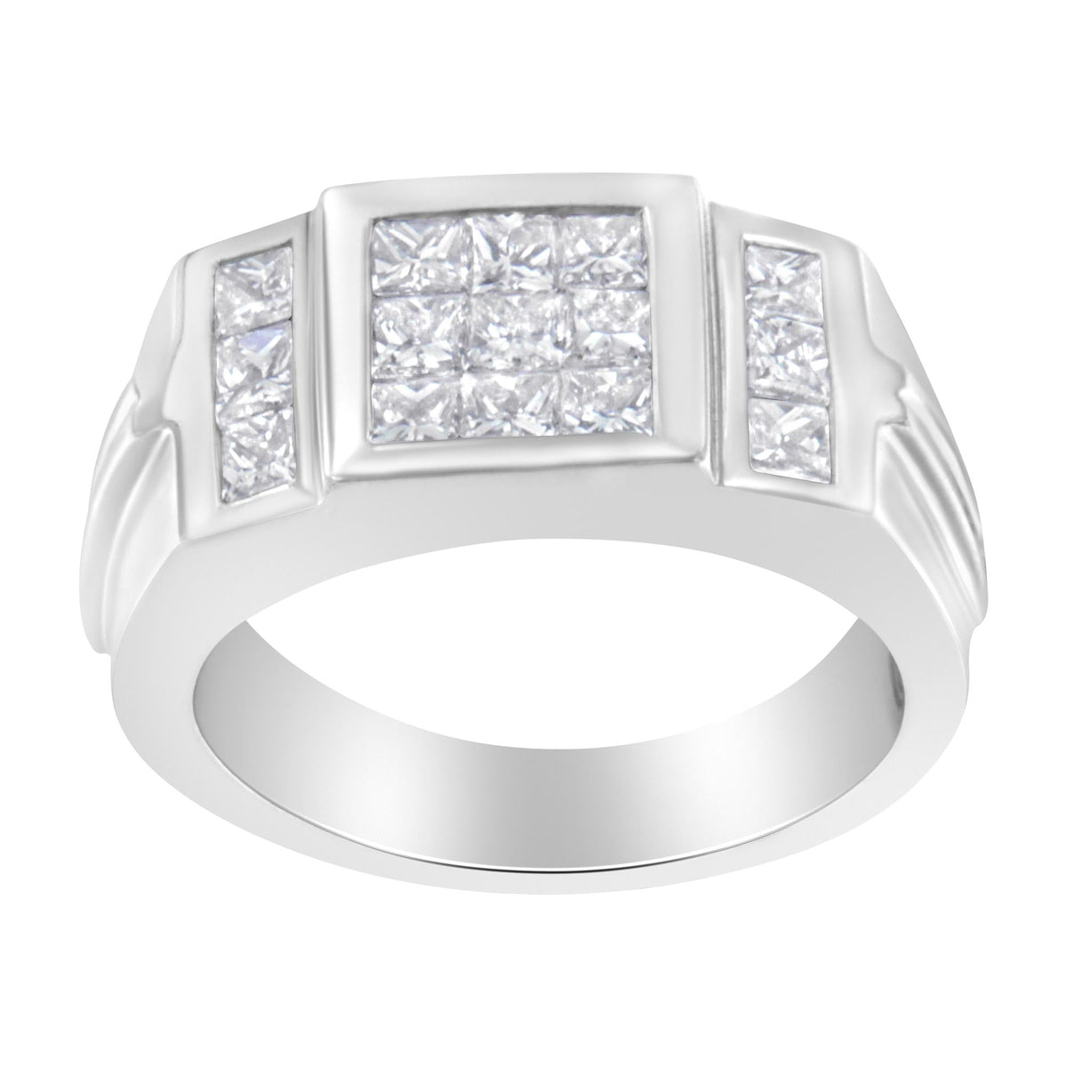 Men's Diamond Cluster Ring in 14K White Gold