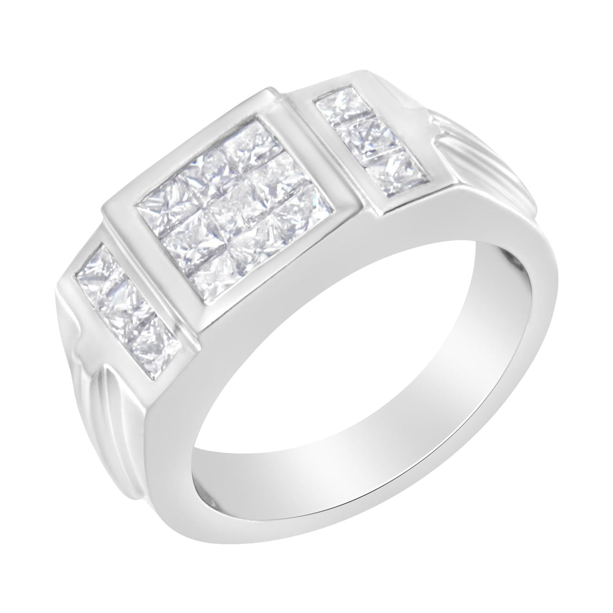 Men's Diamond Cluster Ring in 14K White Gold
