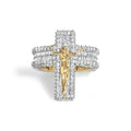 Men's Diamond Crucifix Cross Cocktail Ring in 10K Yellow Gold