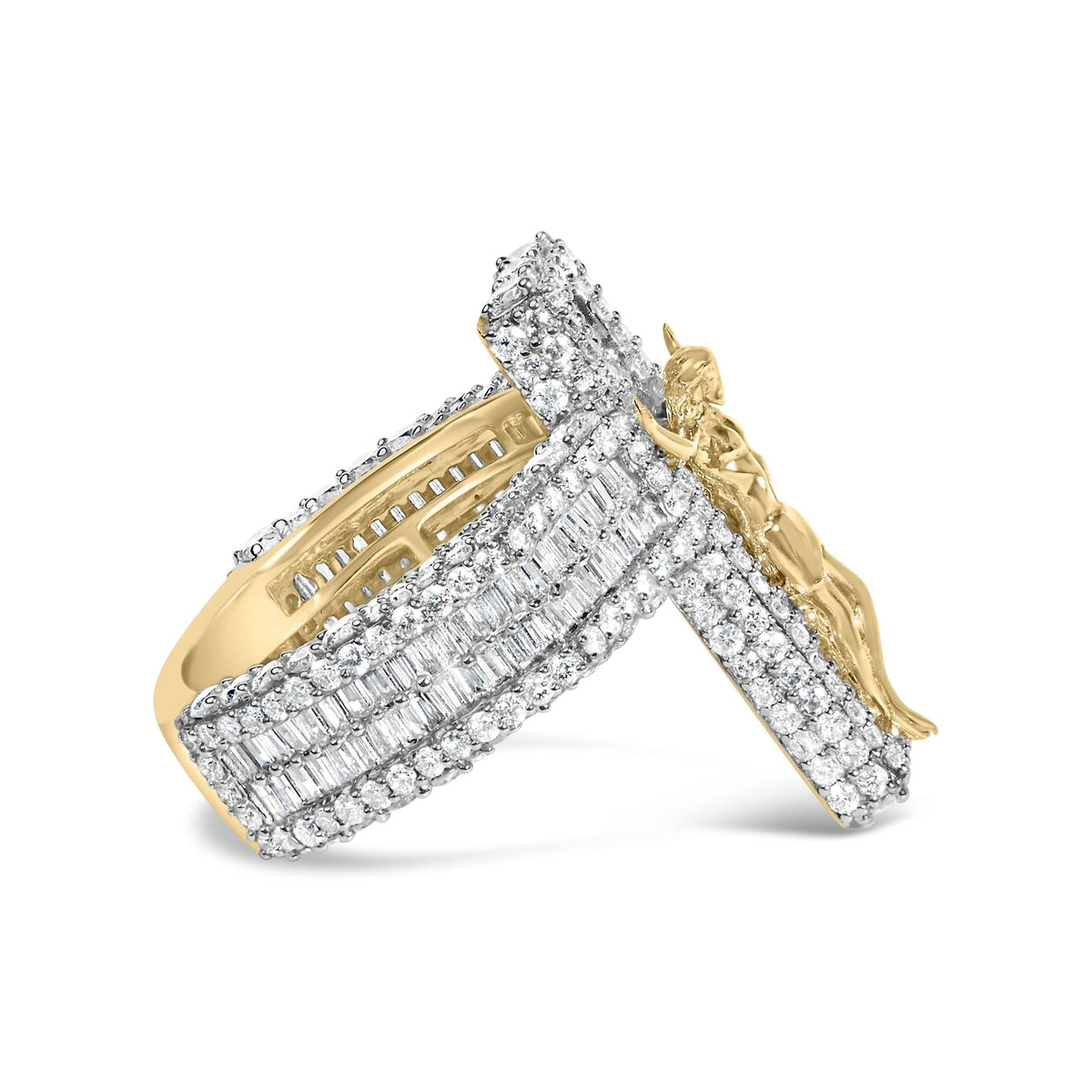Men's Diamond Crucifix Cross Cocktail Ring in 10K Yellow Gold