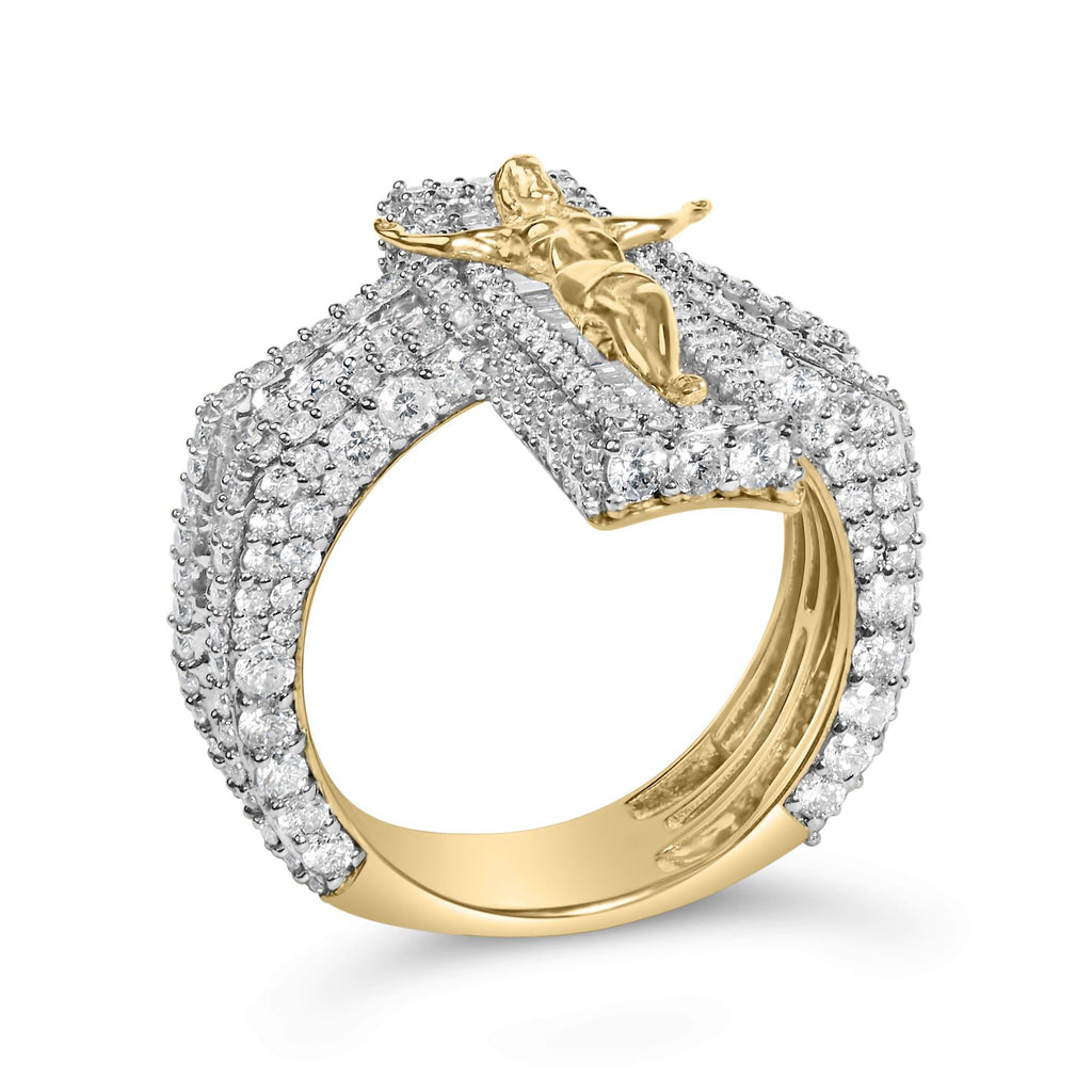 Men's Diamond Crucifix Cross Cocktail Ring in 10K Yellow Gold