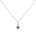 10K White Gold Tanzanite & Diamond Accent Cushion Pendant Necklace