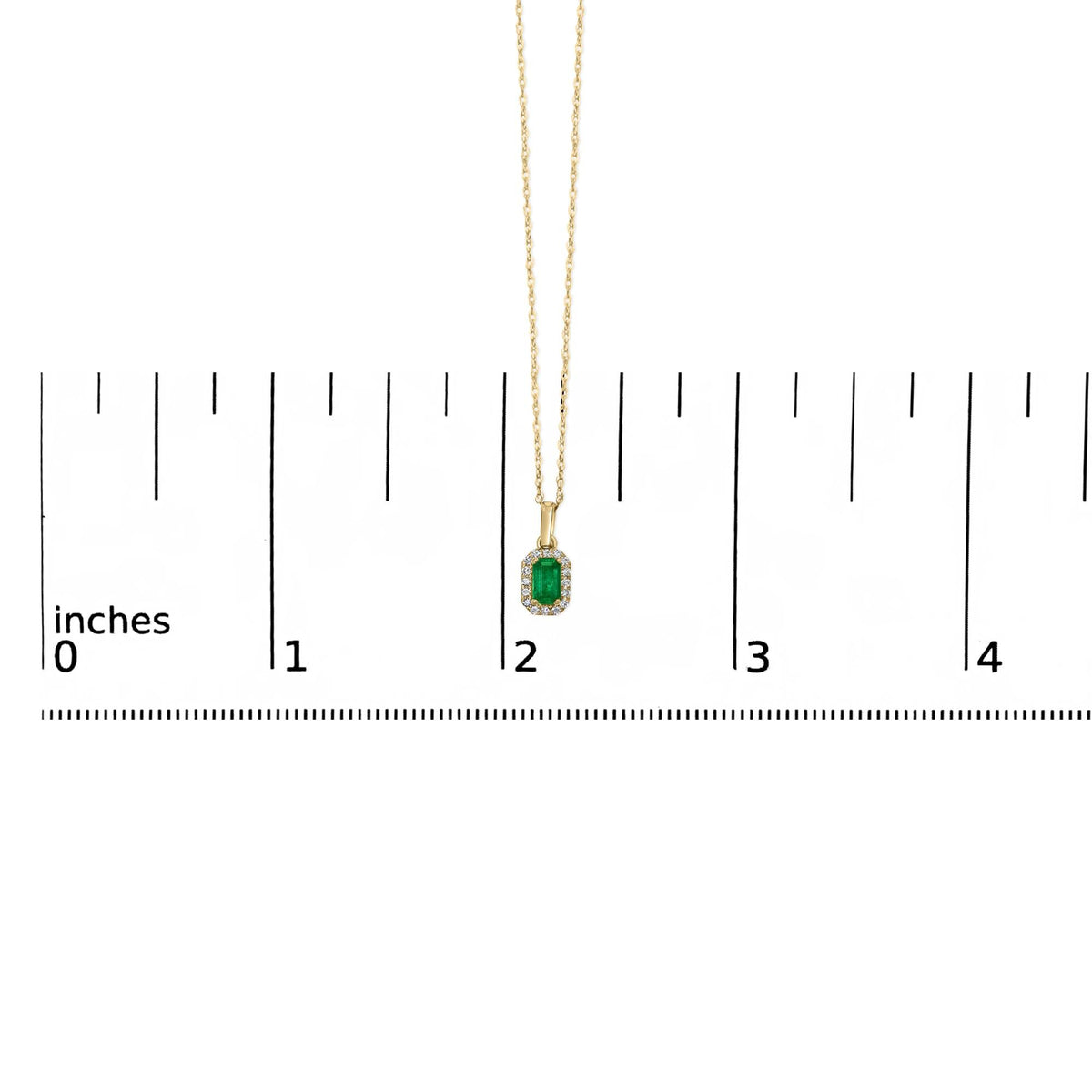 10K Yellow Gold Emerald & Diamond Halo Octagonal Pendant Necklace