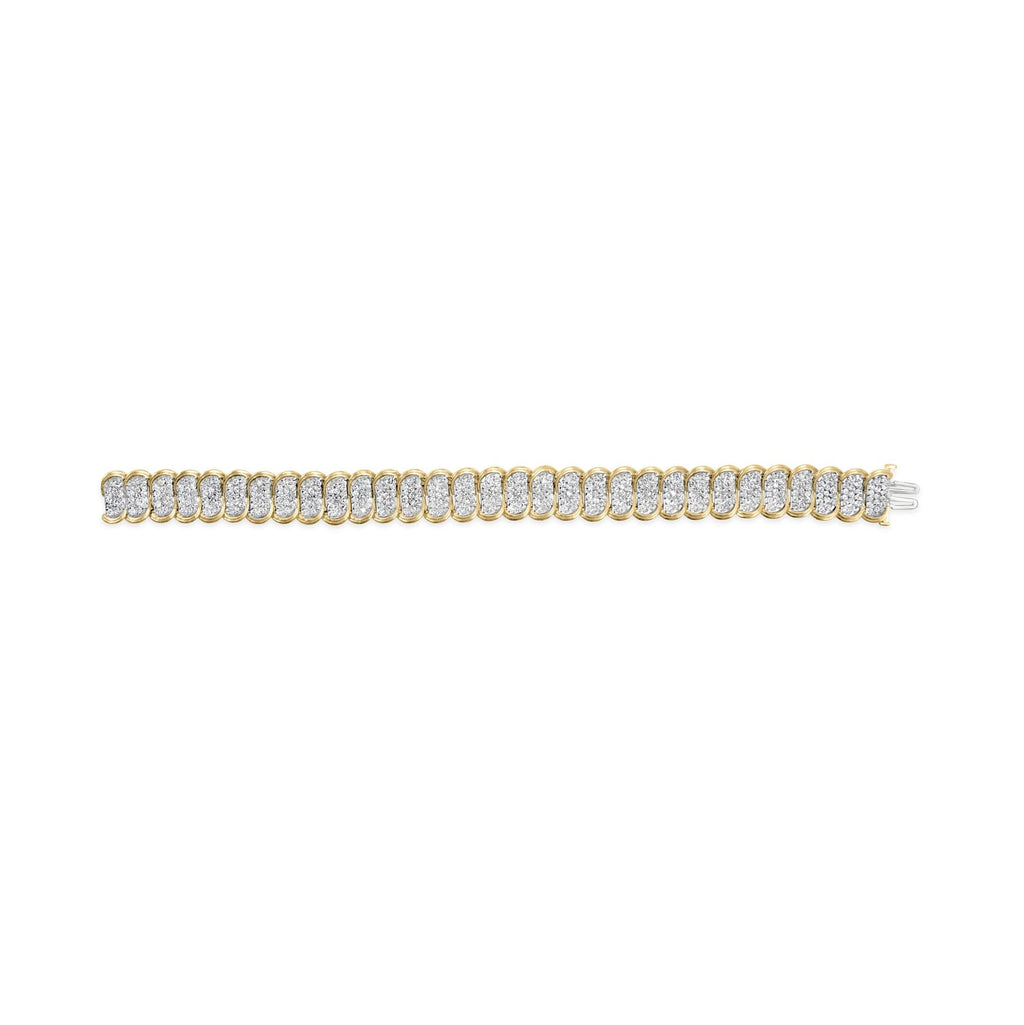 10k Yellow Gold 5.00 Cttw Diamond Oval Banded Link Bracelet (I-J Color, I1-I2 Clarity) - 7" Inches