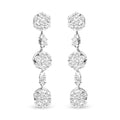 Diamond Composite Floral Drop Earrings in 14K White Gold