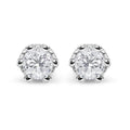 14K White Gold 1.0 Cttw Round Cut Prong-Set Diamond Crown Stud Earring (I-J Color, I1-I2 Clarity)